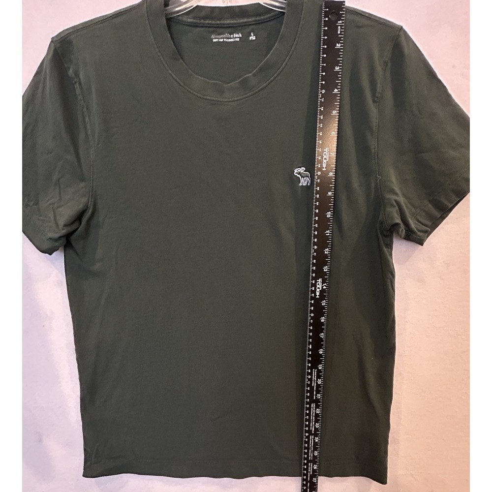 Abercrombie & Fitch Men's Large Green T-Shirt Crew Short Sleeve Moose Logo - Picture 4 of 7